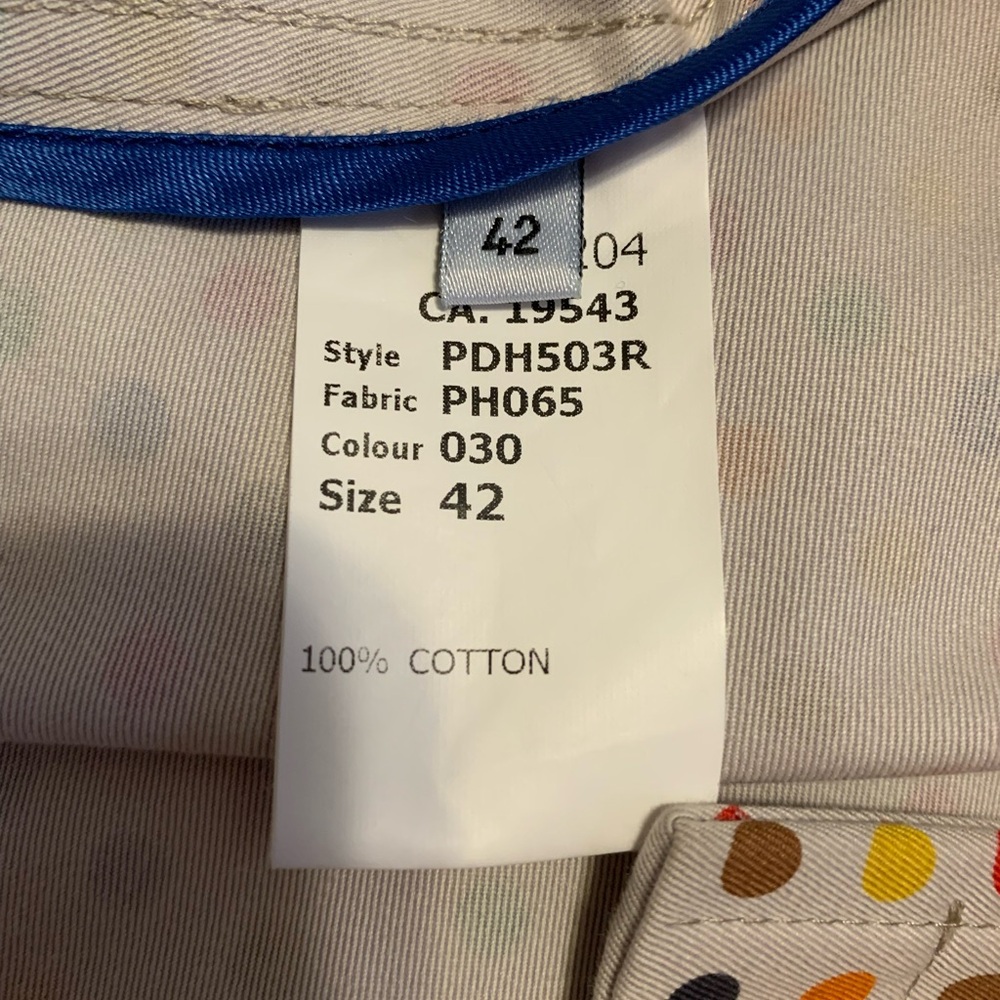 PAUL SMITH Blue collection ladies 100% cotton size 10 Polka Dot coat GUC - Picture 7 of 15